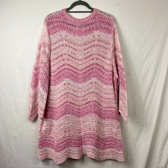 Lane Bryant Crochet Bell Sleeve Tunic Womens 26 28 Boho Pink Coverup Plus Size - Picture 4 of 7
